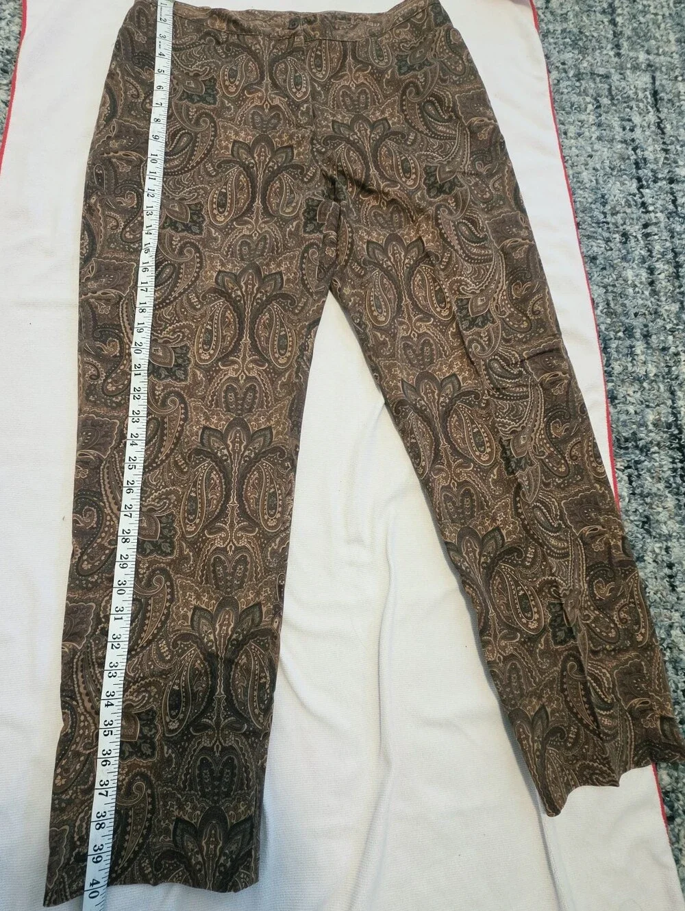 Lauren Ralph Lauren Paisley Brown Cotton Blend Chinos Pants Trousers Size 14